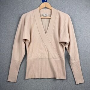 Ann Taylor LOFT Sweater Womens XS Beige Cream 100% Cashmere Surplice Pullover